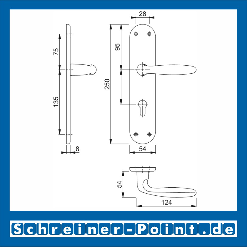 Hoppe Verona Aluminium Renovation-Garnitur F1 Natur 1510/3334, 1778965, 1779010, 1779141